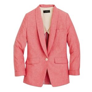 J Crew | Unstructured Blazer Linen Cotton Blend Long Sleeve Coral Pink | Size